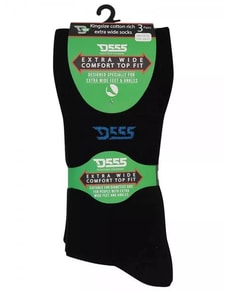 D555 Harold 3 Pack Extra Wide Comfort Fit Socks Black